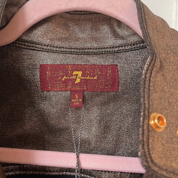 NWT Seven for all Mankind Gold Metallic Jean Motorcycle Jacket - Picture 3 of 9